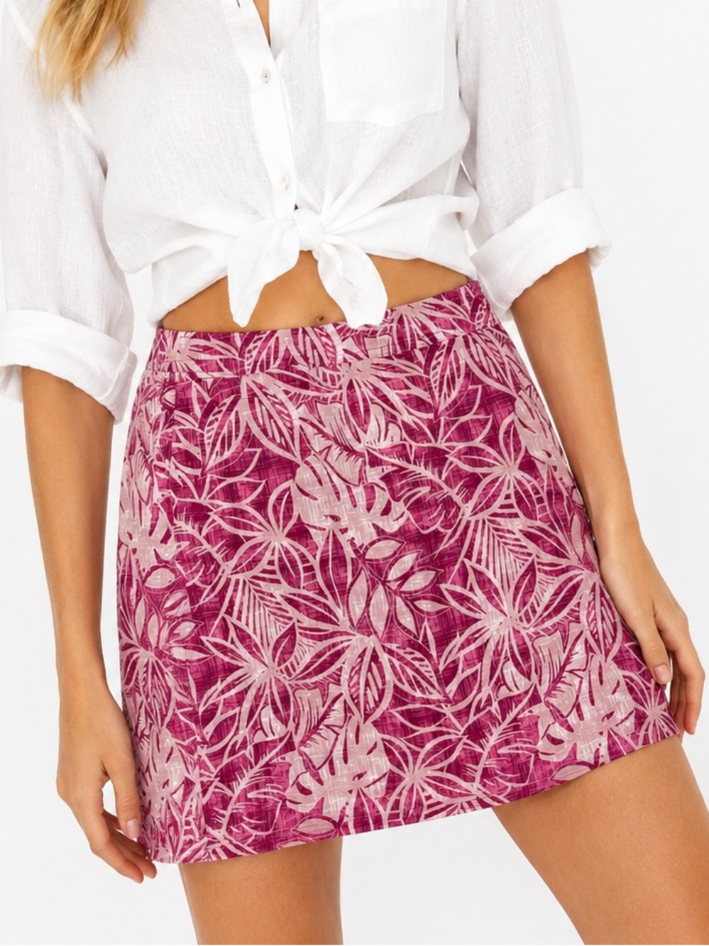 RipSkirt Hawaii Aloha Berry Tropical Floral Print Wrap Mini Skirt Size Large